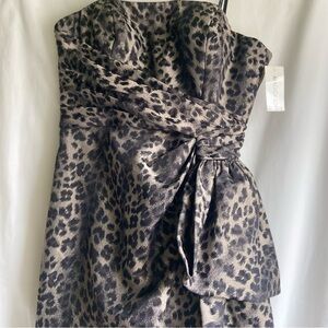Maggy London Leopard Print Strapless Cocktail Party Dress NWT